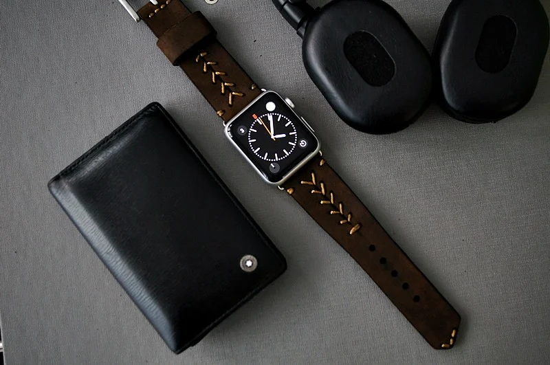 AWBF89-D5 handgefertigt Vintage Leder Uhrenarmband incl. Lugs Adapter für Apple Watch (oder Apple Watch Sport) 42mm oder 38mm – Bild 3
